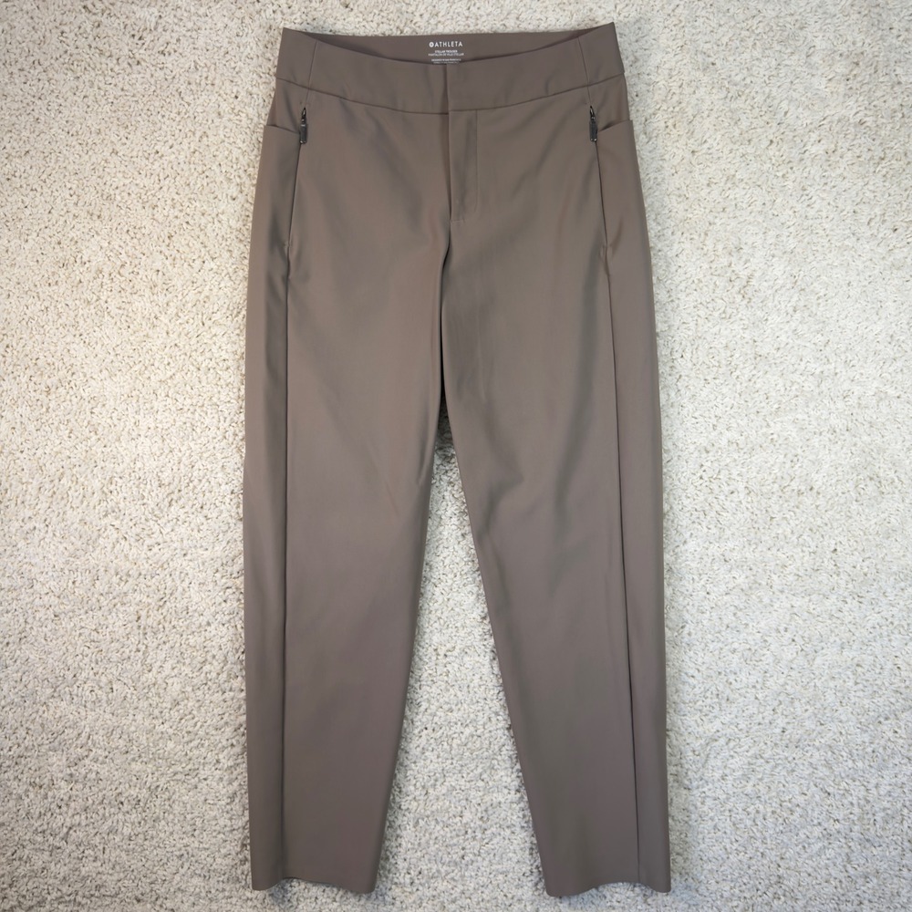 Athleta Stellar Trouser Women 6 Brown Slim Ankle Pants Stretch Workwear Casual